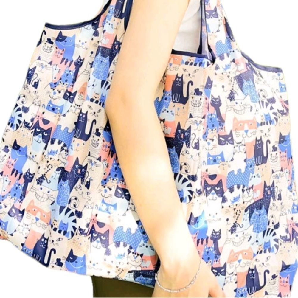 Cat Pattern Reusable Shopping Tote - Picture 5 of 9